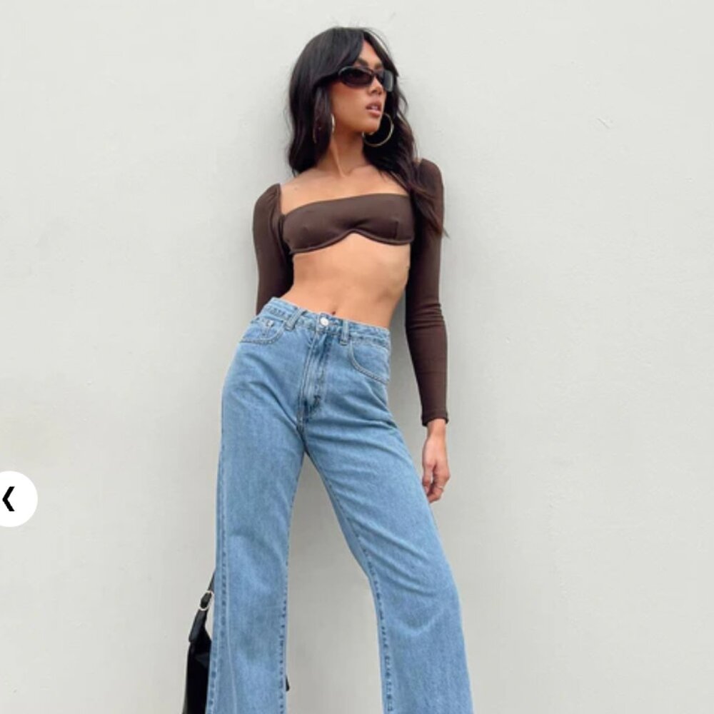 PRINCESS POLLY BECCA CROPPED LONGSLEEVE BROWN